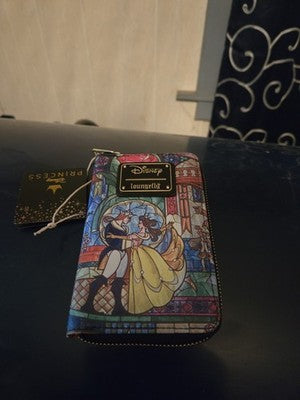 Disney Beauty and the Beast Loungefly Stained Glass Wallet Wristlet
